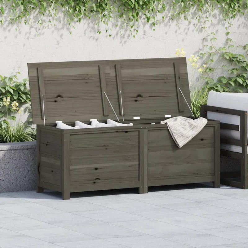 Scatola Cuscini Antracite 150x50x56 cm Legno Massello di Abete 152172