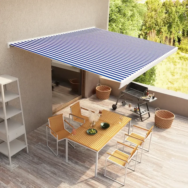 Tenda a Cassonetto Motorizzata 400x300 cm Blu e Bianco 3052659