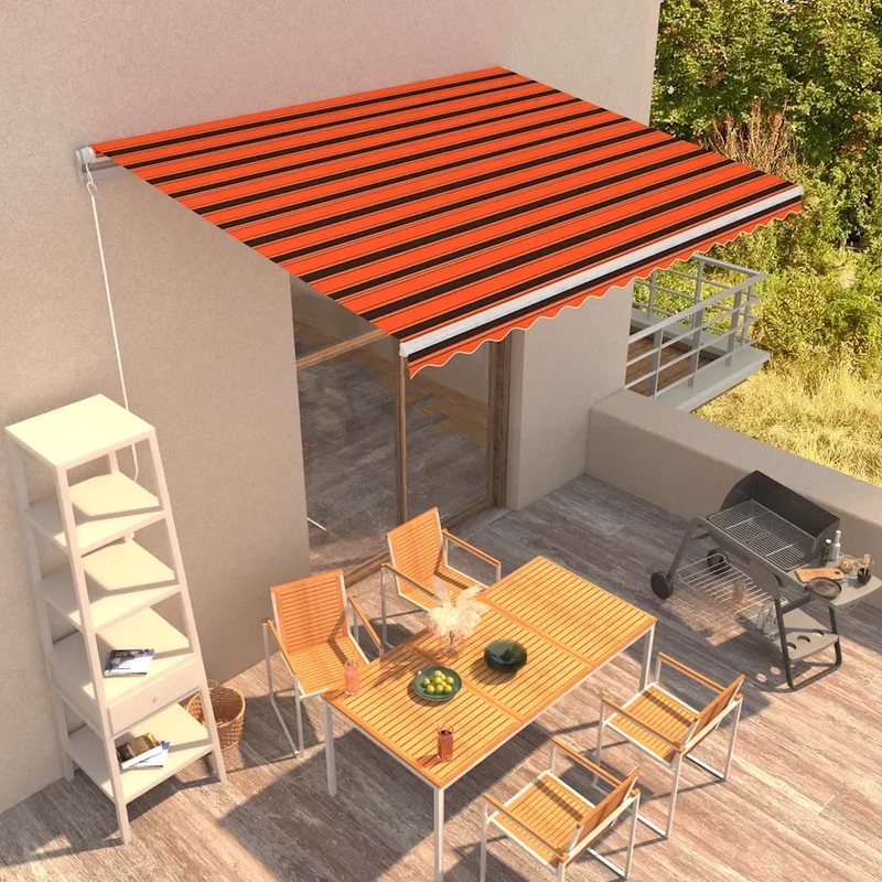Tenda da Sole Retrattile Manuale 400x300 cm Arancione e Marrone 3051216