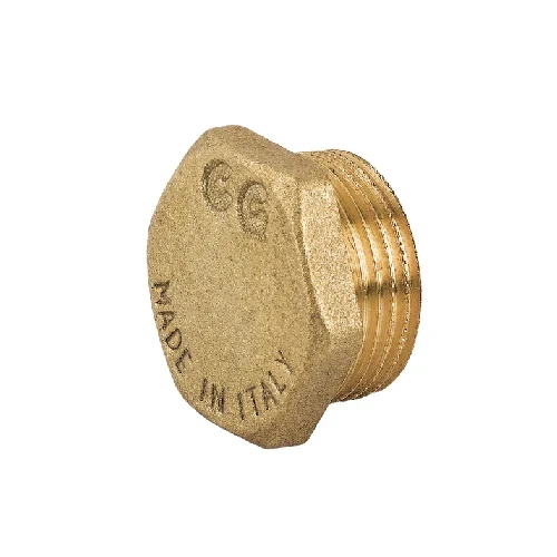 Tappo maschio con esagono in ottone giallo 1 1/4