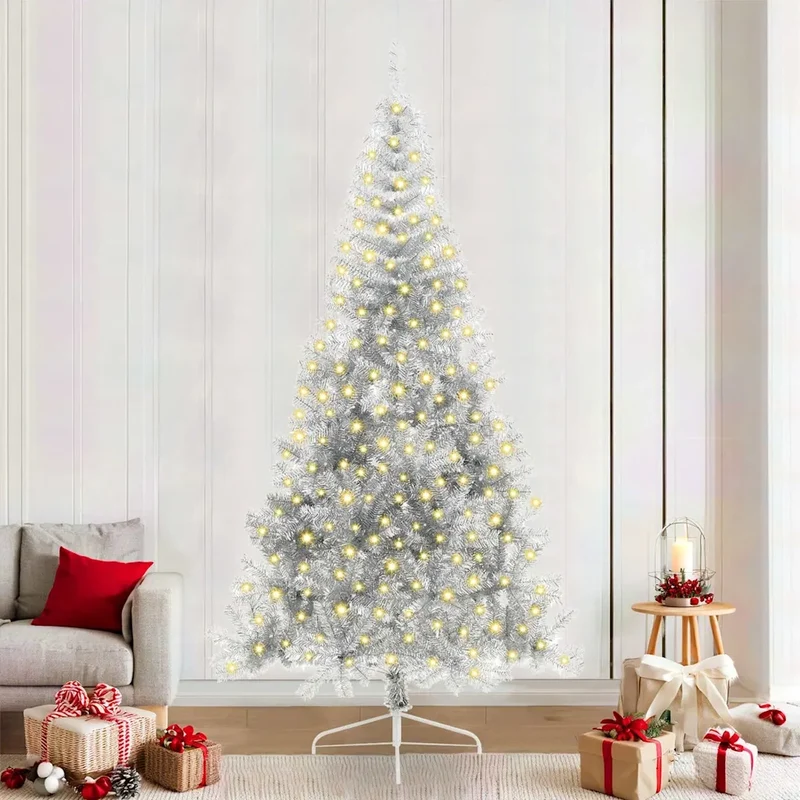 Albero di Natale artificiale con luci integrate Argento 240 cm 3397228