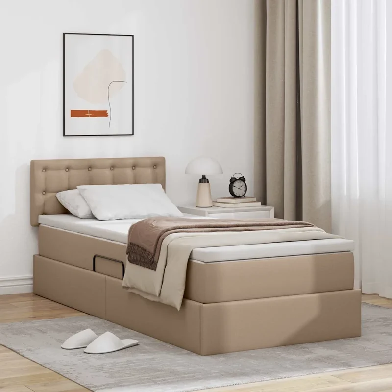 Letto con contenitore e LED Cappuccino 100 x 200 cm 3371020
