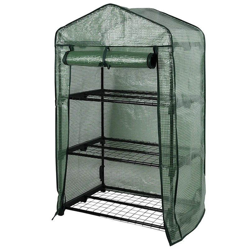 Serra da Balcone a 3 Ripiani 69x48x125 cm Telaio in Plastica e Struttura in Acciaio Verde