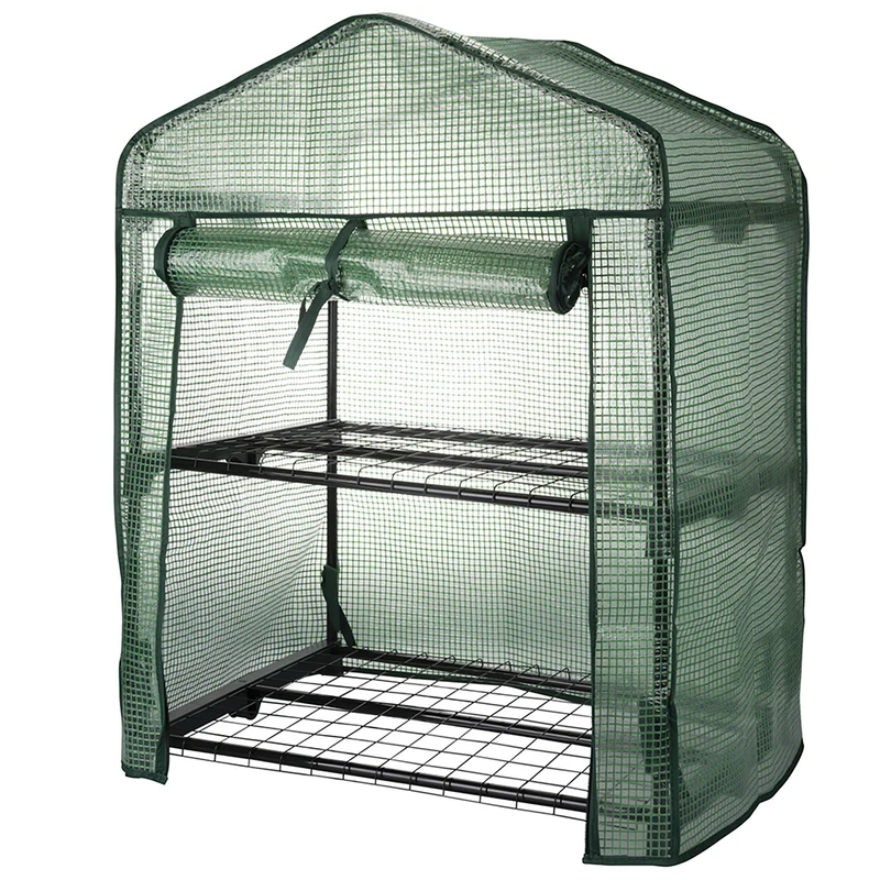Serra da Balcone a 2 Ripiani 68x48x93 cm Telaio in Plastica e Struttura in Acciaio Verde