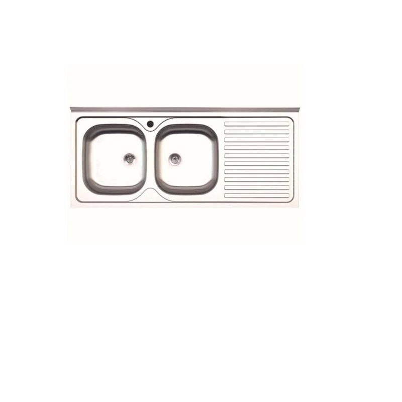 Lavello Appoggio INOX 2 Vasche SX e Gocciolatoio DX 120 cm