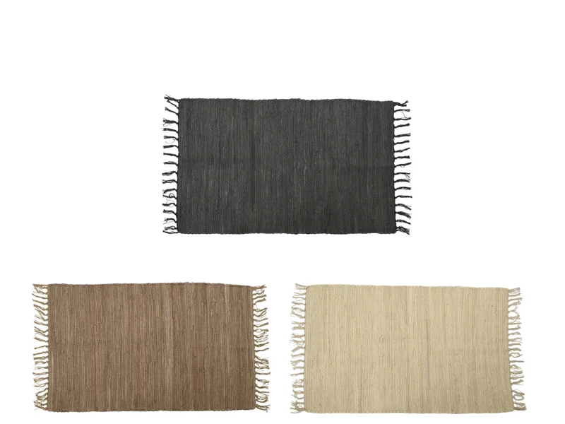 Tappeto per interno contemporaneo in cotone e altre fibre beige, nero, marrone - fatto a mano, con materiali riciclati - 60x90xh.0,5cm - Kaemingk