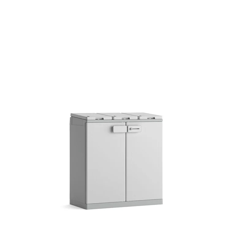 Armadio Pattumiera Differenziata 2 Ante 94x45x87 cm Keter Recyclo Basic Grigio e Bianco