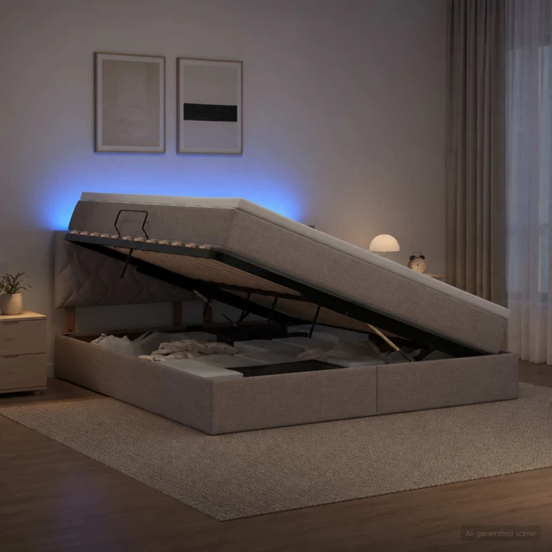 Letto con contenitore LED e materasso Tortora 180 x 200 cm 3459144