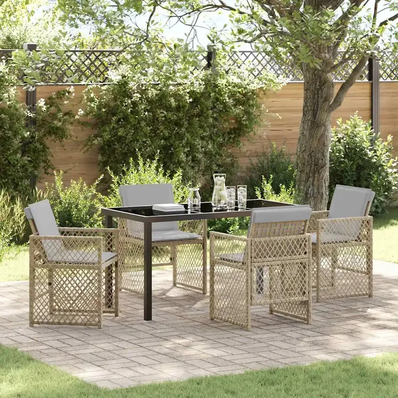 Set da Pranzo per Giardino 5 pz Beige polyrattan 3380642