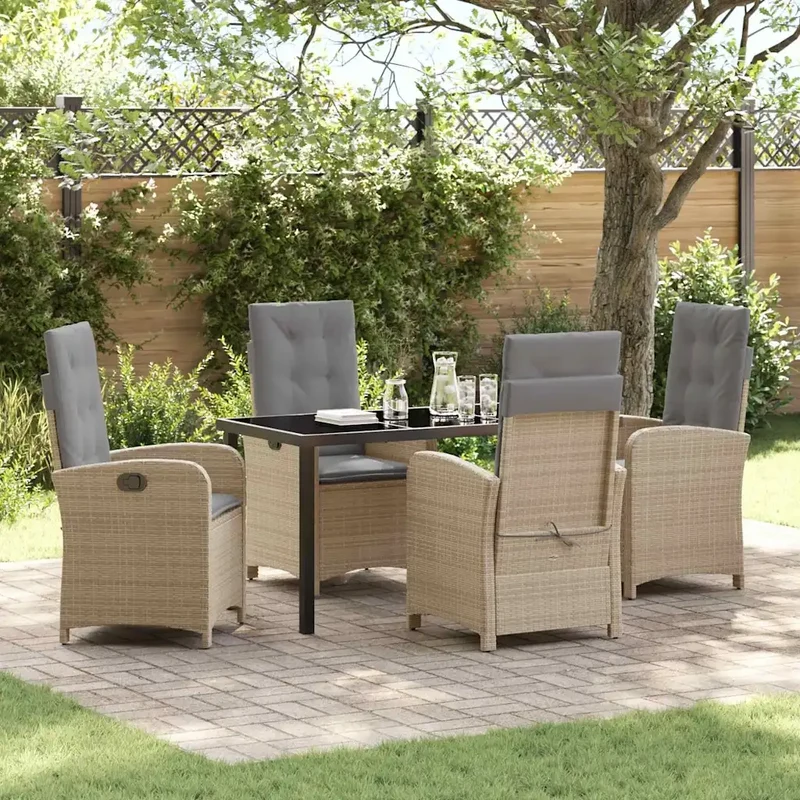 Set da Pranzo per Giardino 5 pz Beige polyrattan 3380290