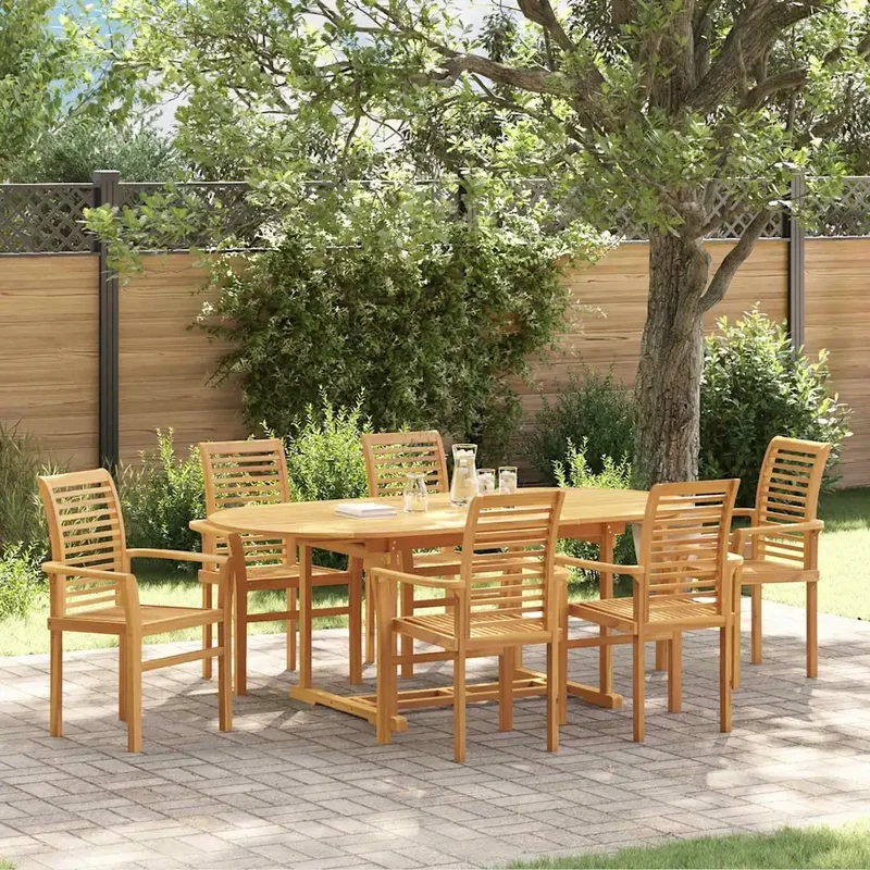 Set da Pranzo per Giardino 7 pcs Marrone Legno di teak solido 3383943