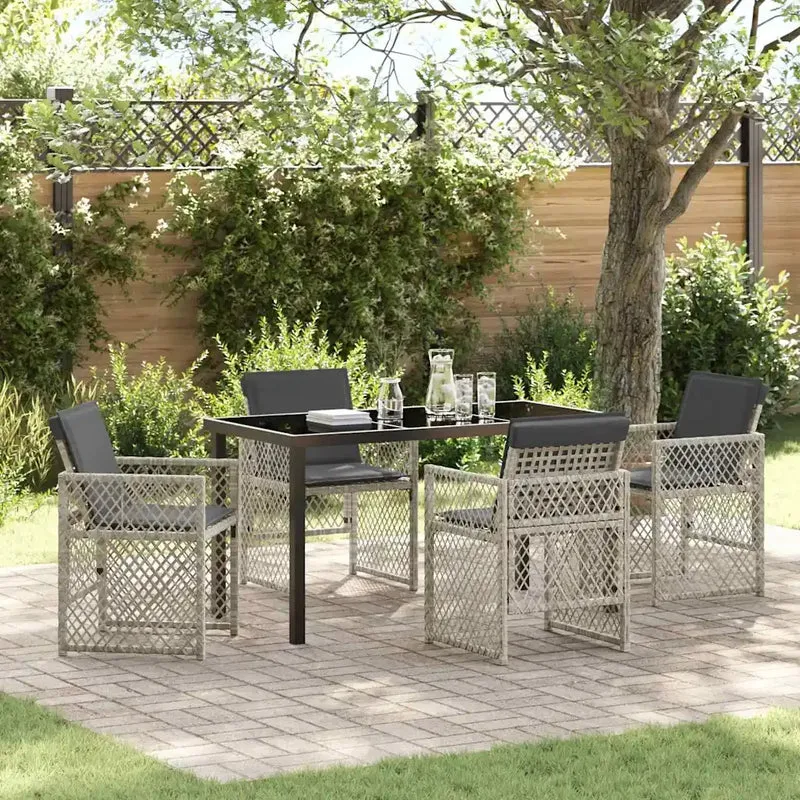 Set da Pranzo per Giardino 5 pz Grigio chiaro polyrattan 3380638