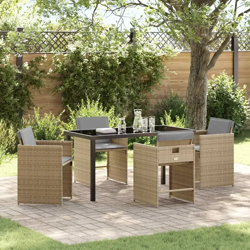 Set da Pranzo per Giardino 5 pz Beige polyrattan 3380710