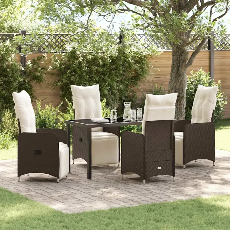 Set da Pranzo per Giardino 5 pz Marrone polyrattan 3379669