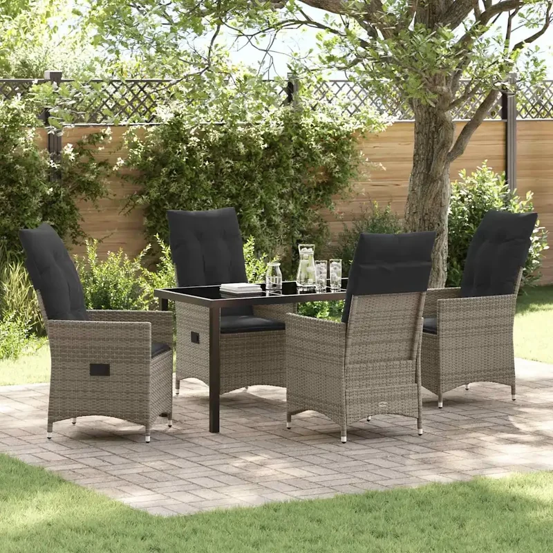 Set da Pranzo per Giardino 5 pz Grigio polyrattan 3379550