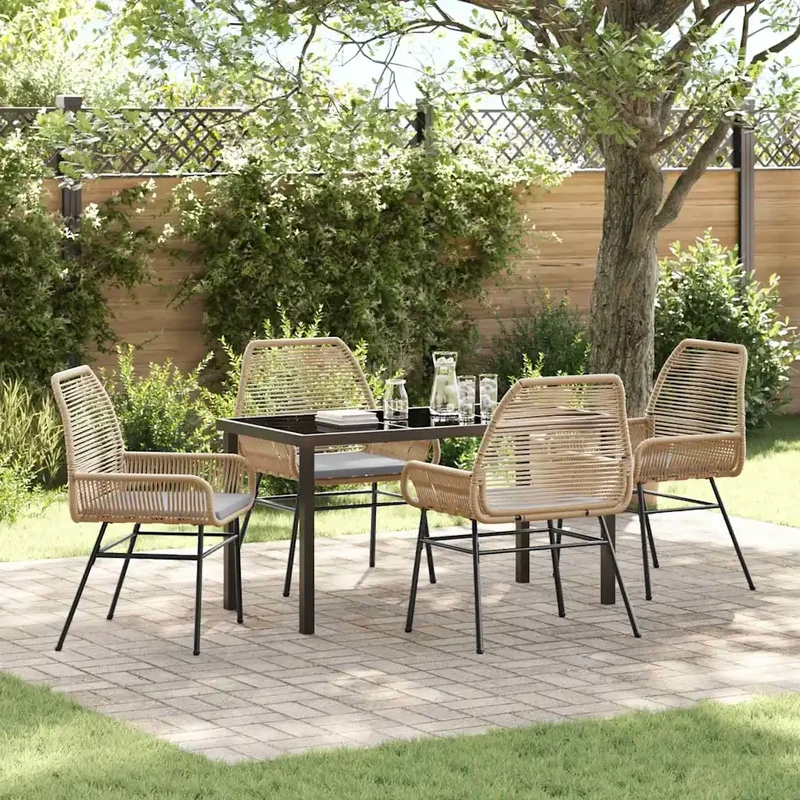 Set da Pranzo per Giardino 5 pz Marrone polyrattan 3380878