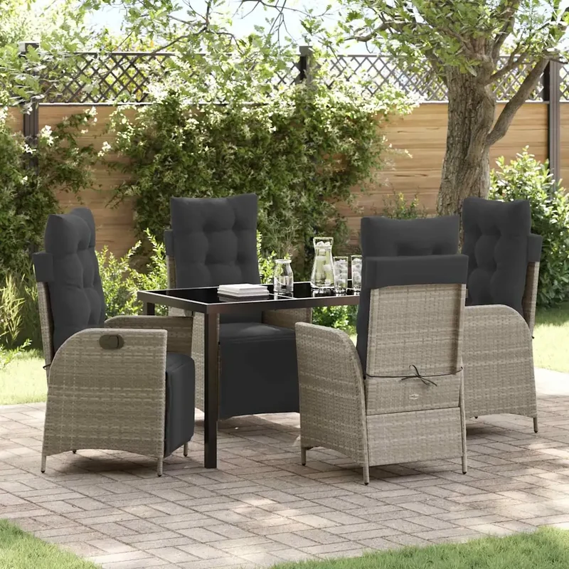 Set da Pranzo per Giardino 5 pz Grigio chiaro polyrattan 3380570