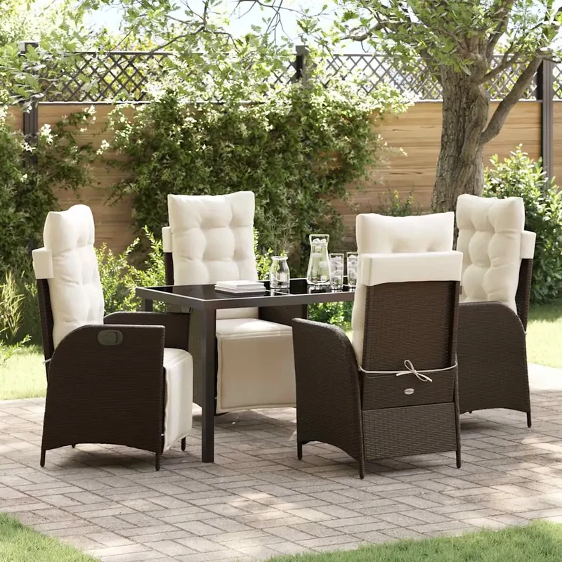 Set da Pranzo per Giardino 5 pz Marrone polyrattan 3380542