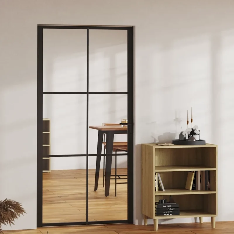 Porta da Interno ESG Vetro e Alluminio 102,5x201,5 cm Nera 151205
