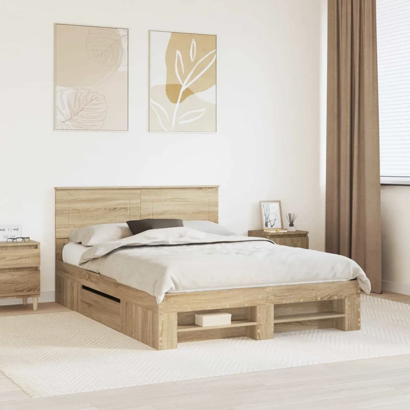 Struttura del letto con testiera Rovere Sonoma 150 x 200 cm 3408748