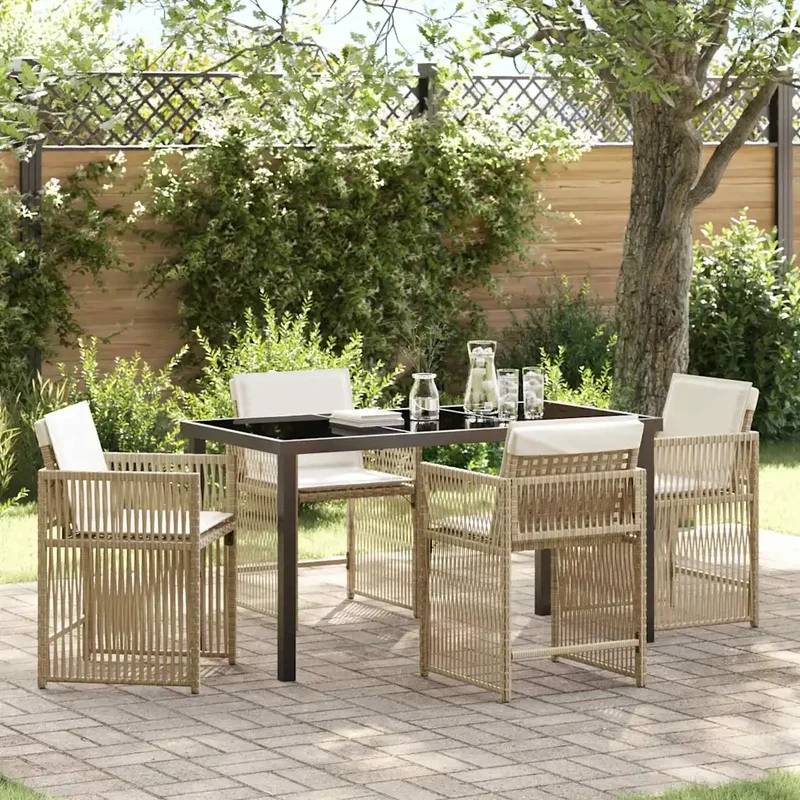 Set da Pranzo per Giardino 5 pz Beige polyrattan 3380786
