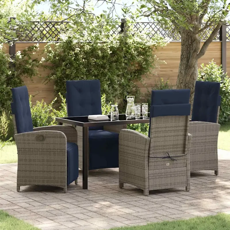 Set da Pranzo per Giardino 5 pz Grigio polyrattan 3380360