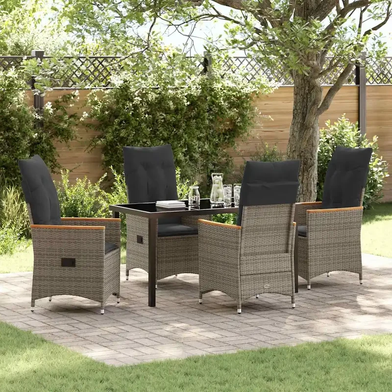 Set da Pranzo per Giardino 5 pz Grigio polyrattan 3379620
