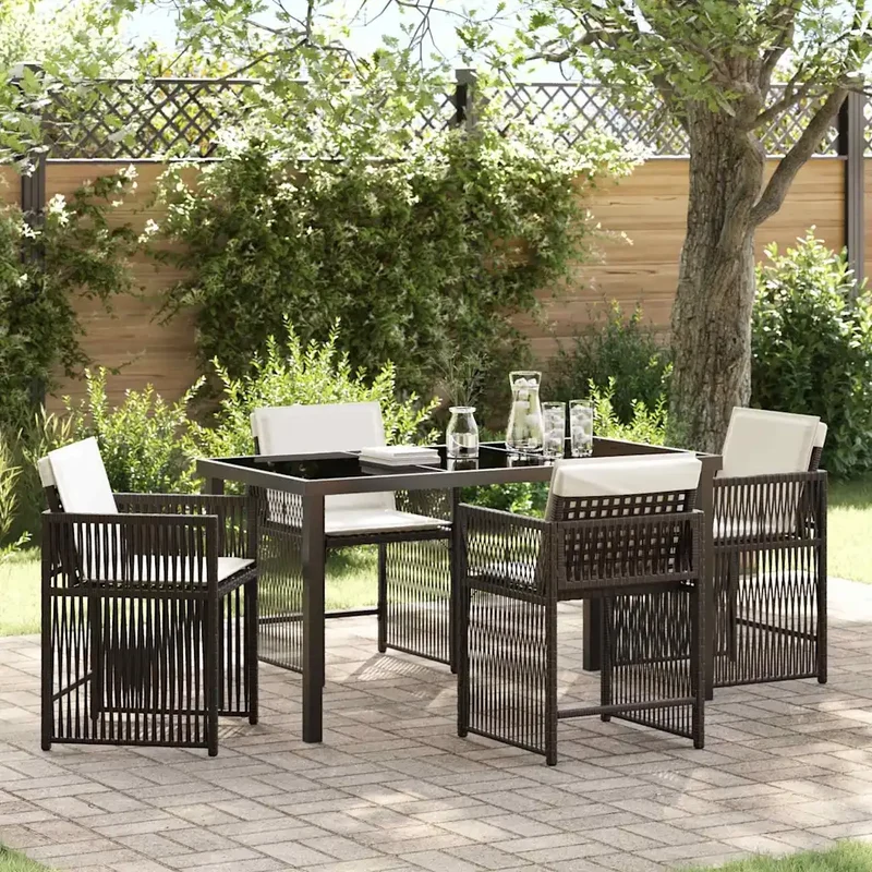 Set da Pranzo per Giardino 5 pz Marrone polyrattan 3380782