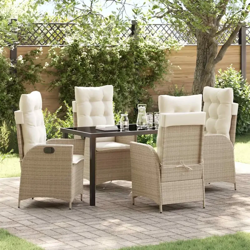 Set da Pranzo per Giardino 5 pz Beige polyrattan 3380507