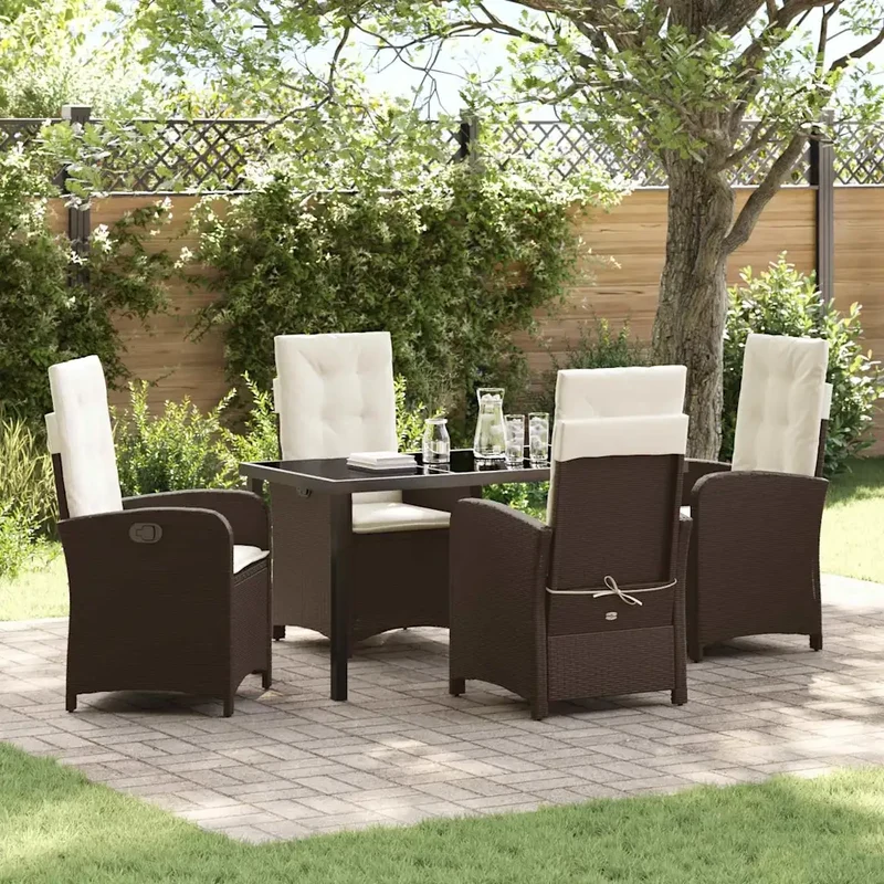 Set da Pranzo per Giardino 5 pz Marrone polyrattan 3380269