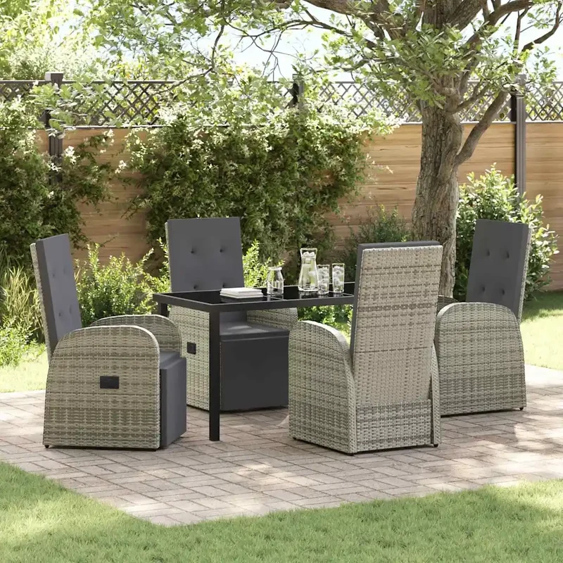 Set da Pranzo per Giardino 5 pz Grigio polyrattan 3379487