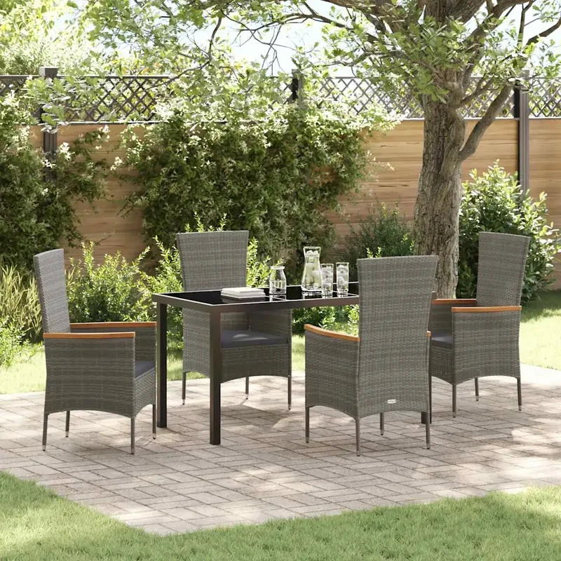 Set da Pranzo per Giardino 5 pz Grigio 3379431