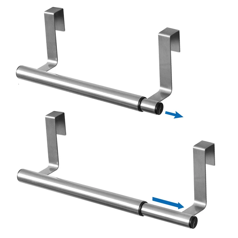 Tatkraft Spread - Portasciugamani in Acciaio Inossidabile da Appendere Sopra la Porta per Cucine e Bagni con Striscia Antiscivolo Antigraffio
