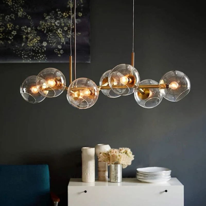 Lampada a sospensione ZMH a LED con globo in vetro lampada a sospensione per soggiorno camera da letto interni