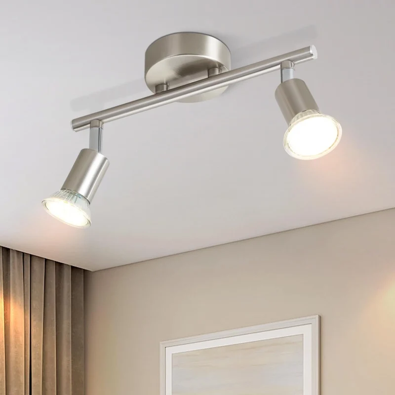ZMH Faretto da soffitto moderno in metallo GU10 nero a 2 fiamme