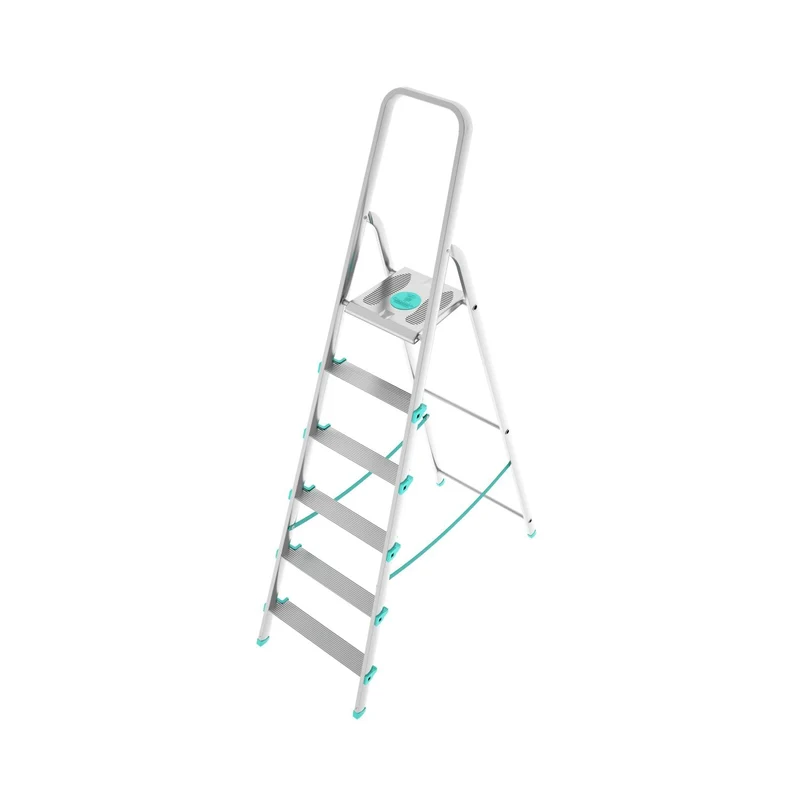 Colombo LIBELLULA - Scala a pioli, 6 gradini, Scaletta Domestica Pieghevole, Altezza 129 cm, Portata max 150kg, Scaletta alluminio, Made in Italy