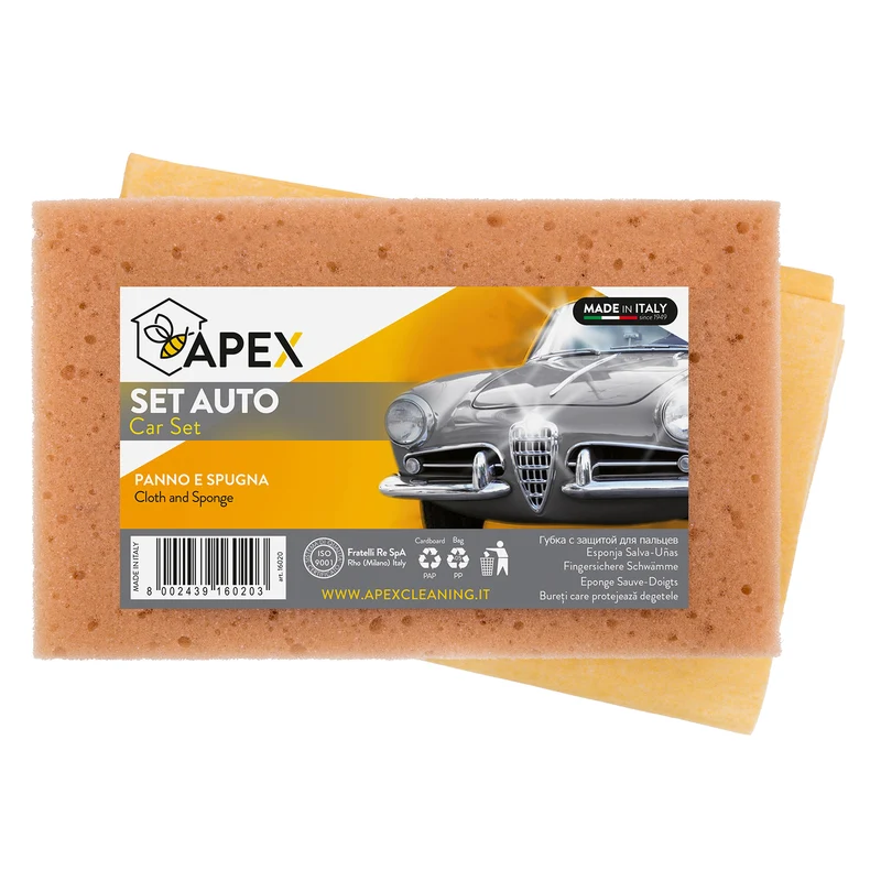 Set Spugna super-assorbente e Panno multiuso per Pulizia Auto Apex