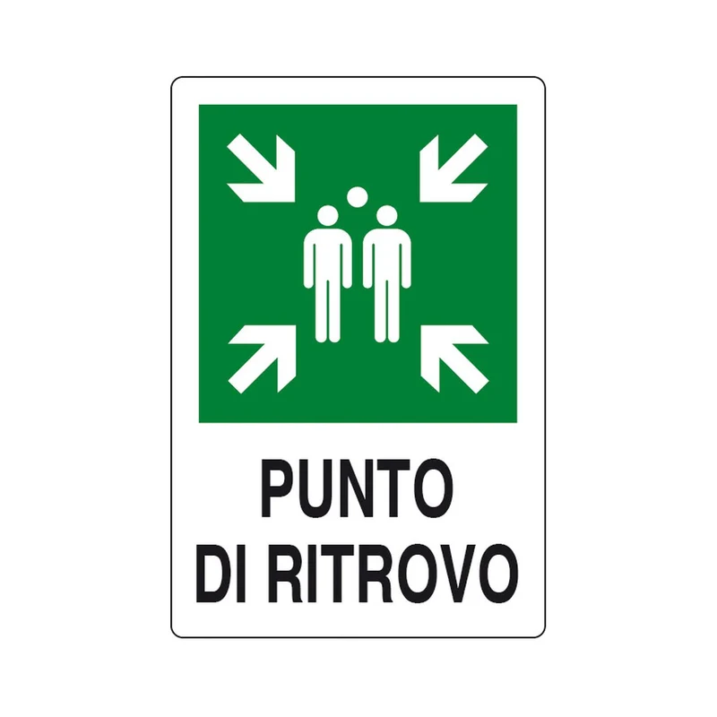 Targa punto di ritrovo in alluminio 300x200 norma EU - Segnaletica sicurezza