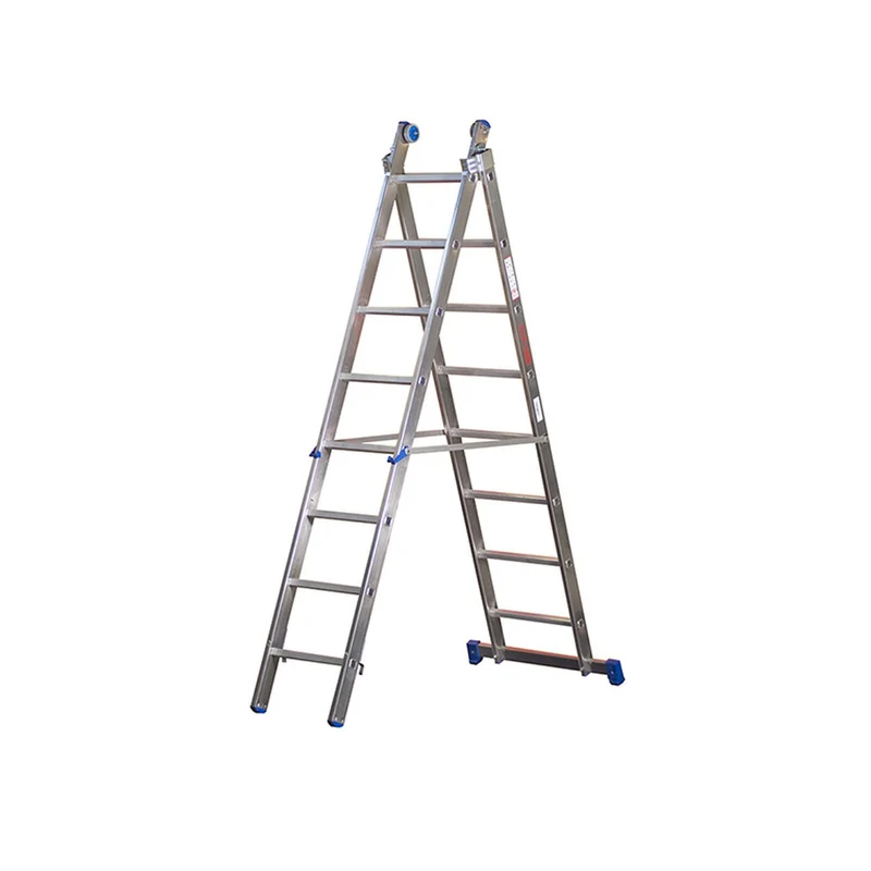Scala in alluminio a due tronchi con base stabilizzatrice - Marchetti Azzurra