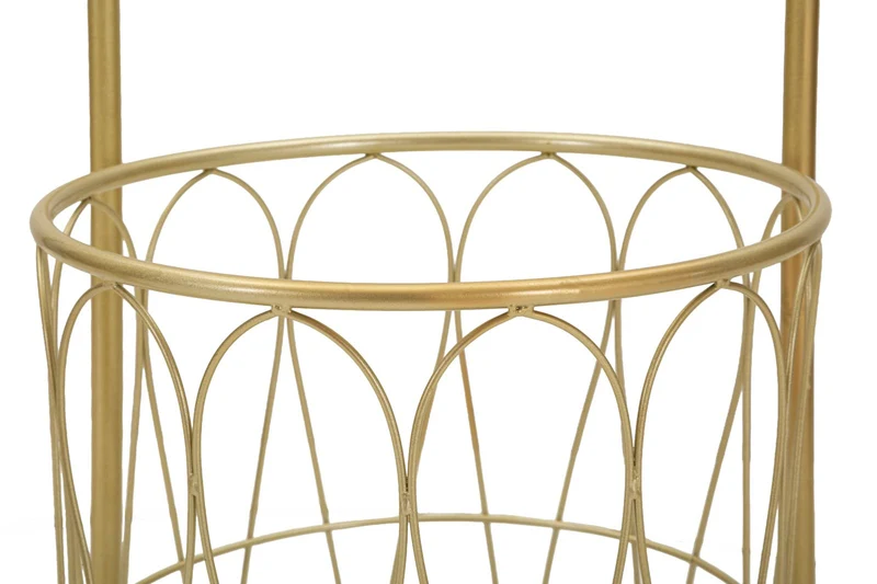 Porta Asciugamani da Terra Trip 40x30x112 cm in Metallo e Marmo Artificiale Oro e Bianco