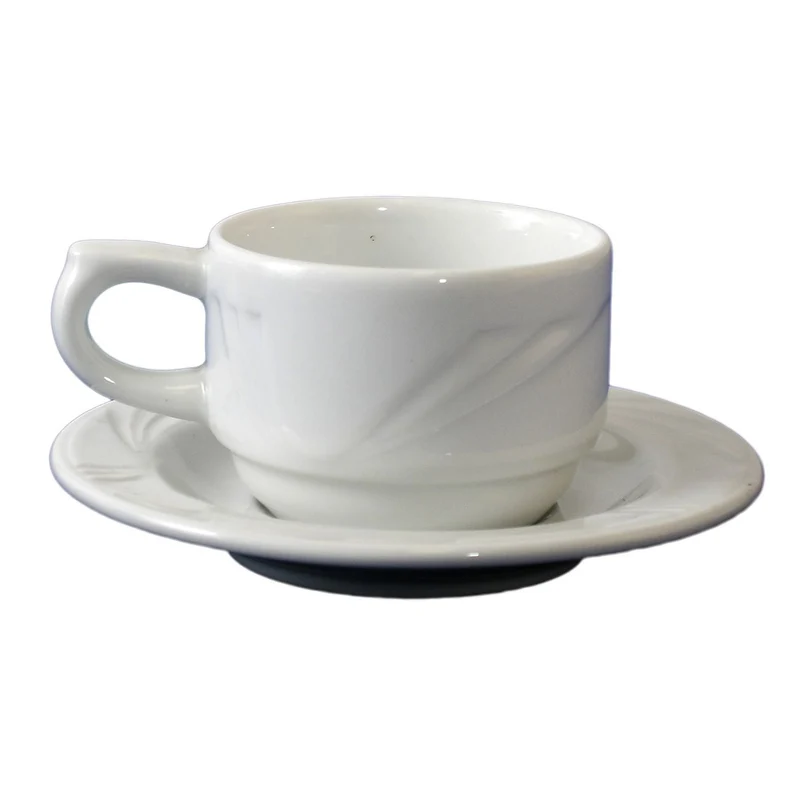 SET 6 Pz Tazze Caffè con piattino - Arcadia - Bianco