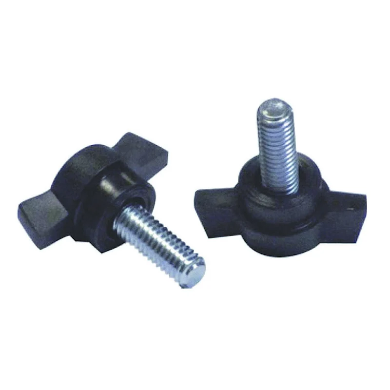 Volantino a farfalla 2 alette con perno filettato in ABS nero - 10 pz