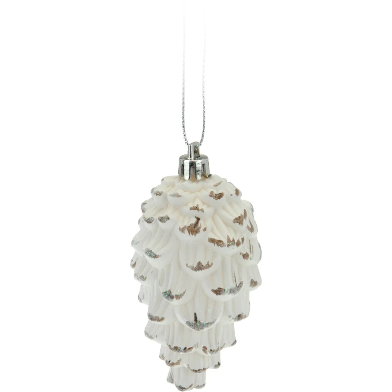 3 pendenti pigna bianca 9 cm