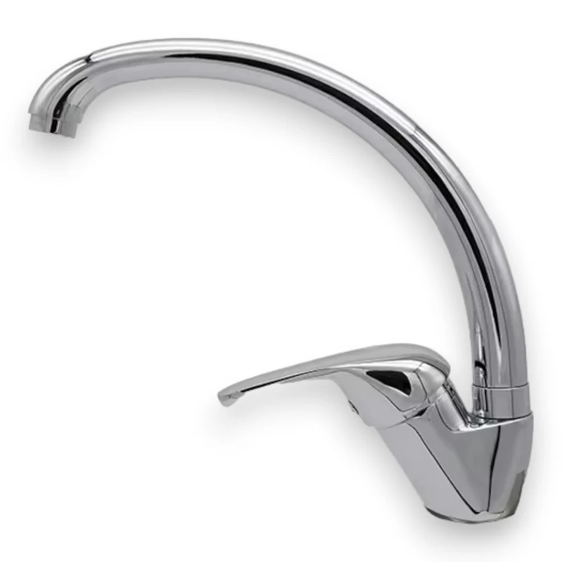 Miscelatore monocomando lavello canna alta orientabile cromato per cucina design moderno funzionale ed elegante