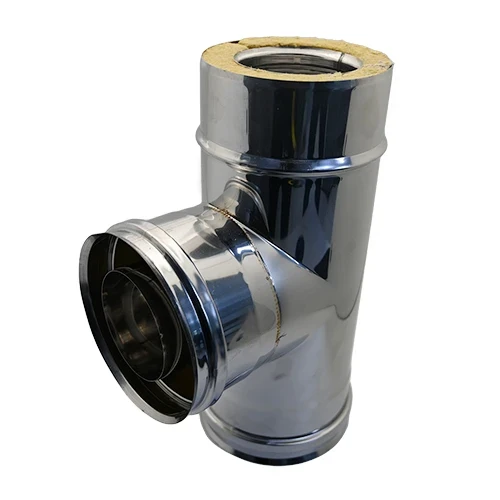 Tee in acciaio inox 316l a 90 doppia parete d. int. 200 d. est. 250