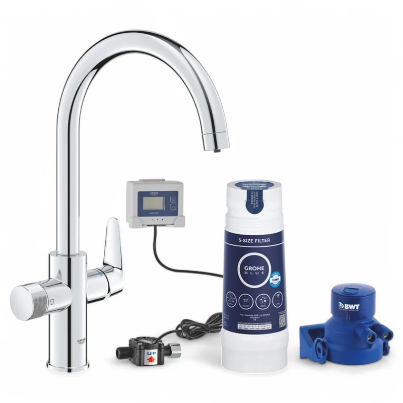 Miscelatore lavello con sistema di filtrazione acqua starter Kit Blue Pure Baucurve