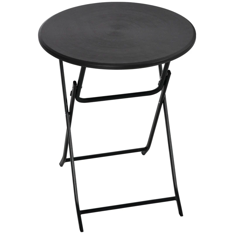 Tavolo da Giardino Ø60x73 cm Rotondo e Pieghevole in Acciaio e HDPE Grigio Scuro