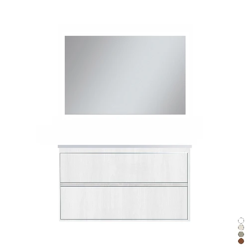 Mobile bagno sospeso completo elegance l. 100 cm bianco opaco