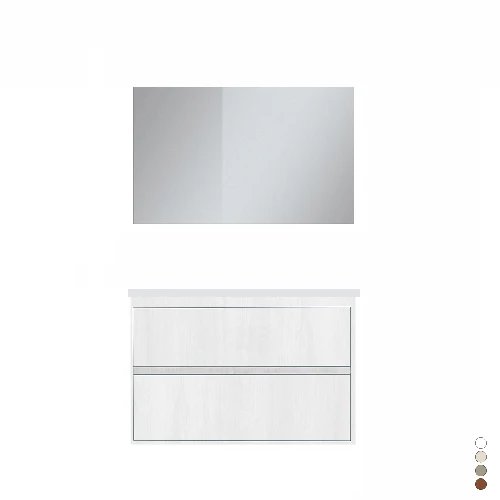 Mobile bagno sospeso completo elegance l. 80 cm bianco opaco