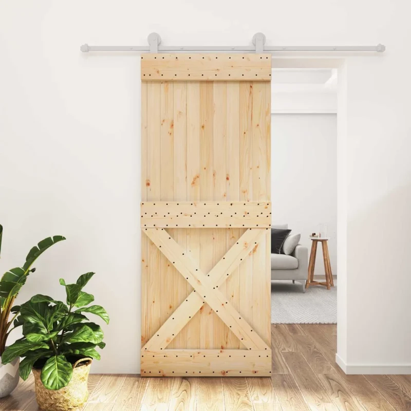 Porta scorrevole Naturale e Bianco 85 x 210 cm 3445040